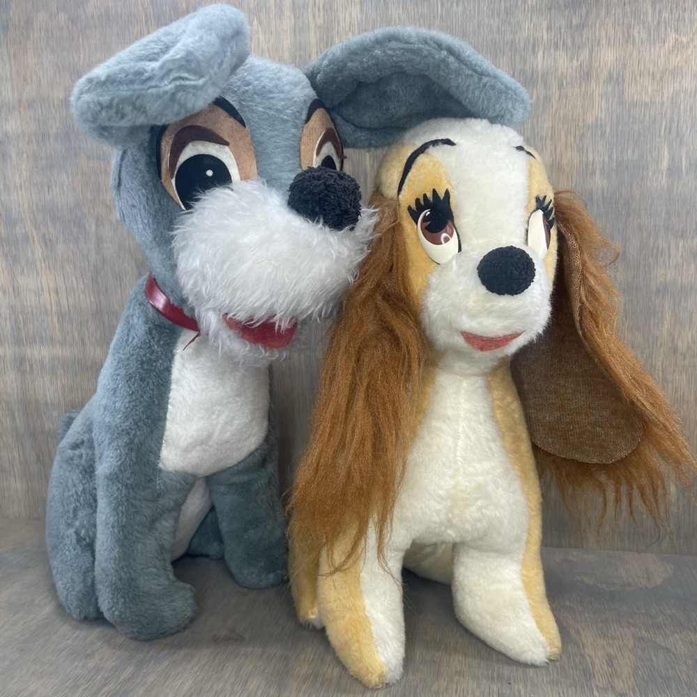 Disney's 1960's Vintage/antique The Lady And The Tramp Plush Set *rare